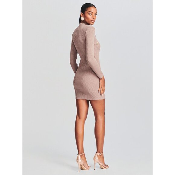 Retrofête Aislinn Dress / Medium / Metallic Satellite Knit Mini Gold Buttons - Picture 3 of 11